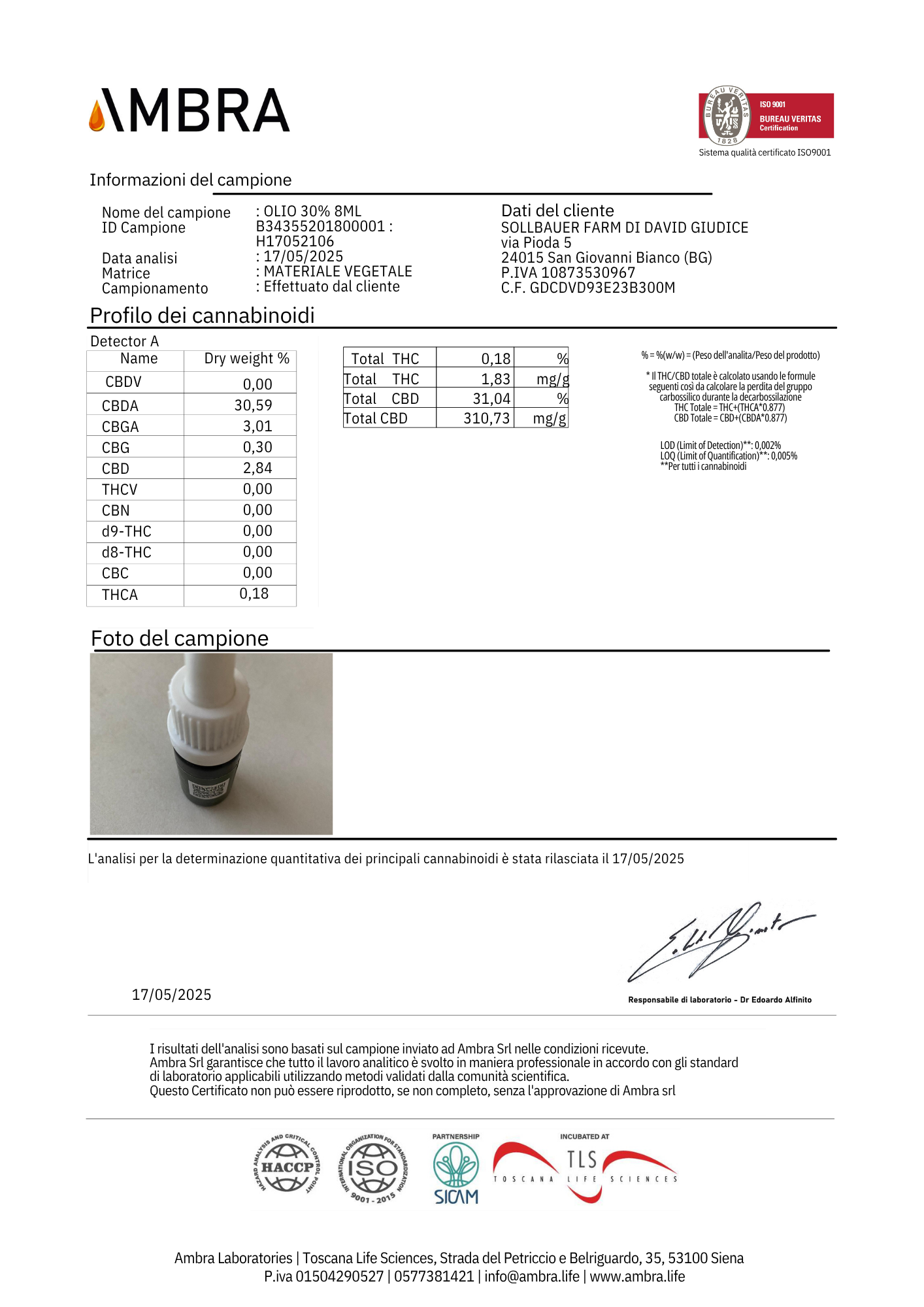 Olio CBD 30% Full Spectrum – Cascina Roncato